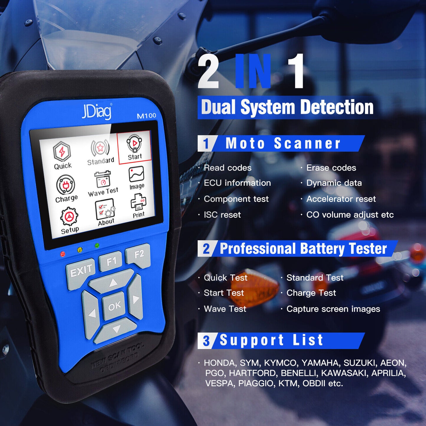 code reader obd M100 is a 2 IN 1 tool