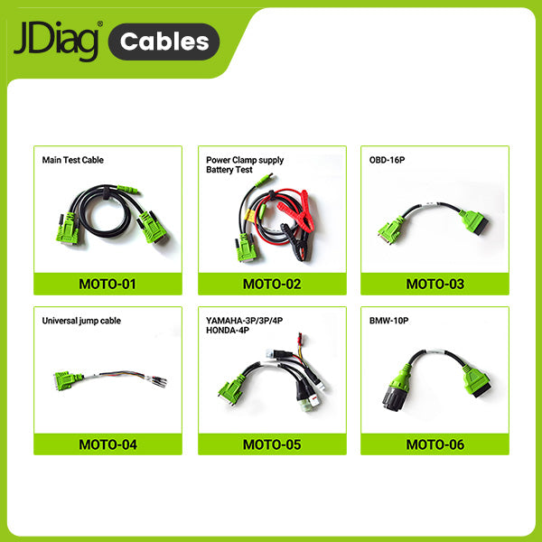 JDiag OBD2 Test Cables, With JDiag M100Pro/M200/M300 Motorcycle Scanner, For BMW-10P, Harley-4P/6P, YAMAHA-3P/4P, HONDA-4P