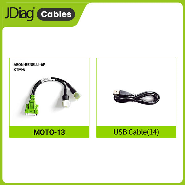 JDiag OBD2 Test Cables, With JDiag M100Pro/M200/M300 Motorcycle Scanner, For BMW-10P, Harley-4P/6P, YAMAHA-3P/4P, HONDA-4P