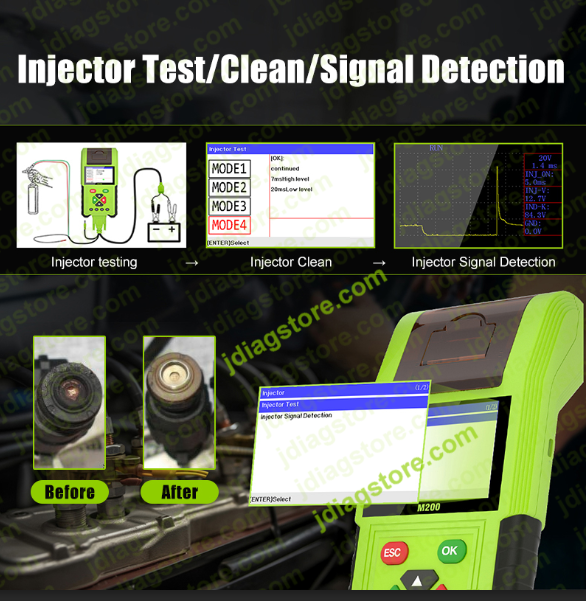 obd 2 scanner tool support injectot test/Clean/signal detection