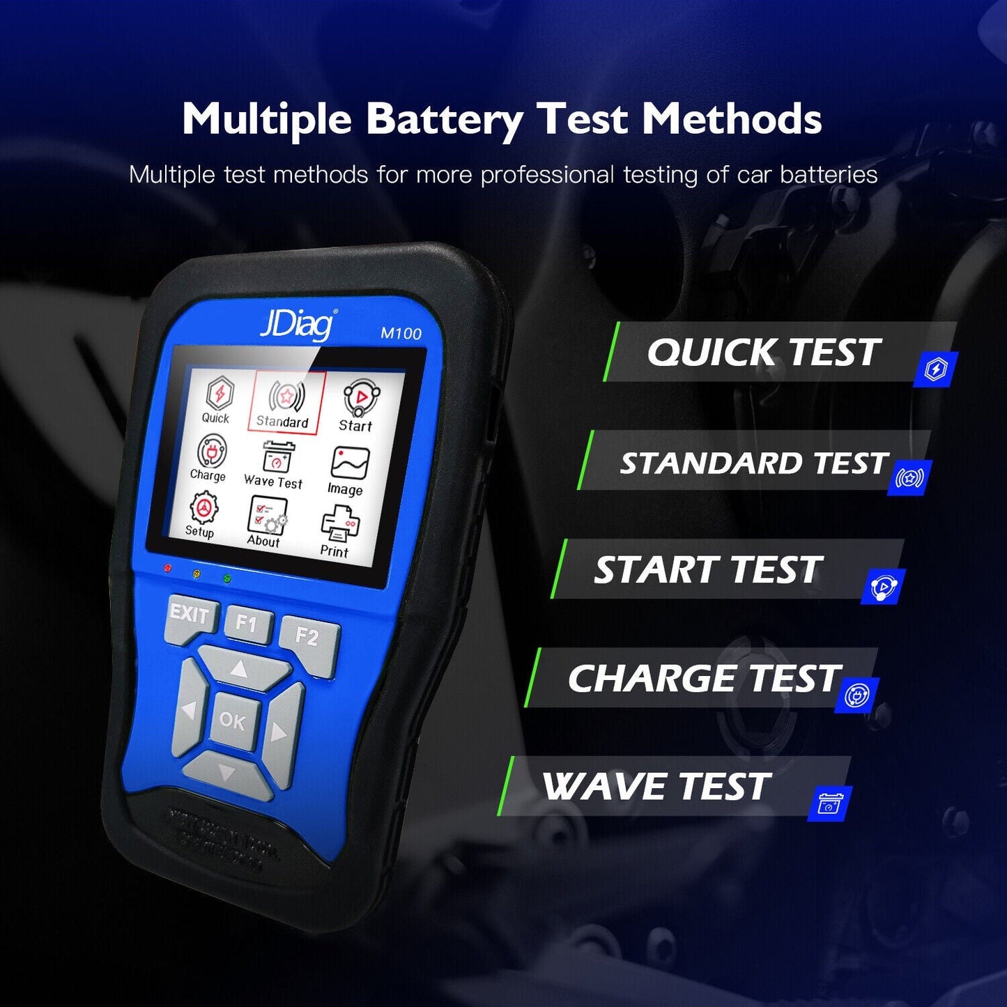 JDiag M100 Motorcycle Diagnostic Tool, battery tester for motorcycle, Handheld Motorcycle Auto Scanner