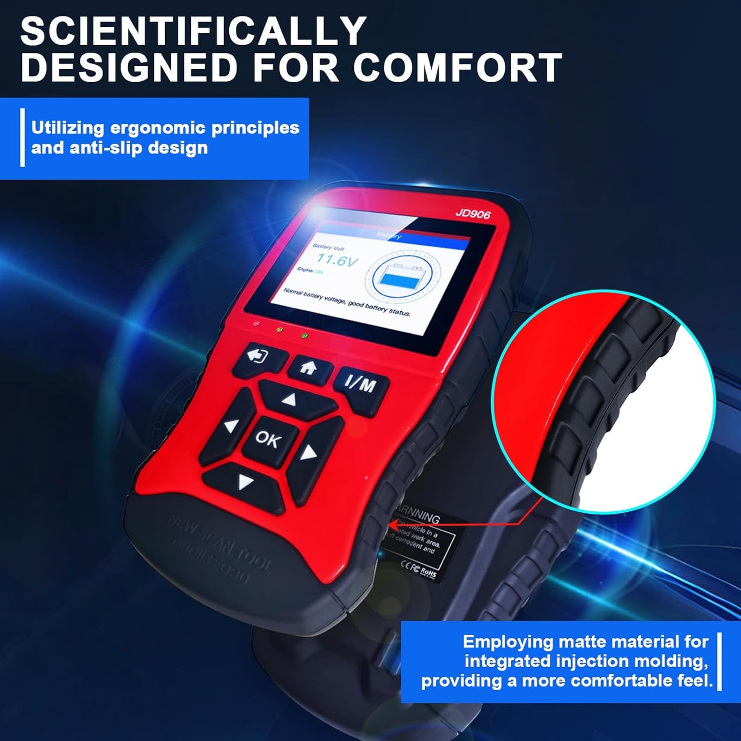 Topdiag JD906 OBD2 Scanner Check Engine Light Code Reader Live Data I/M Readiness Newest Battery Tester Car Diagnostic Scan Tool