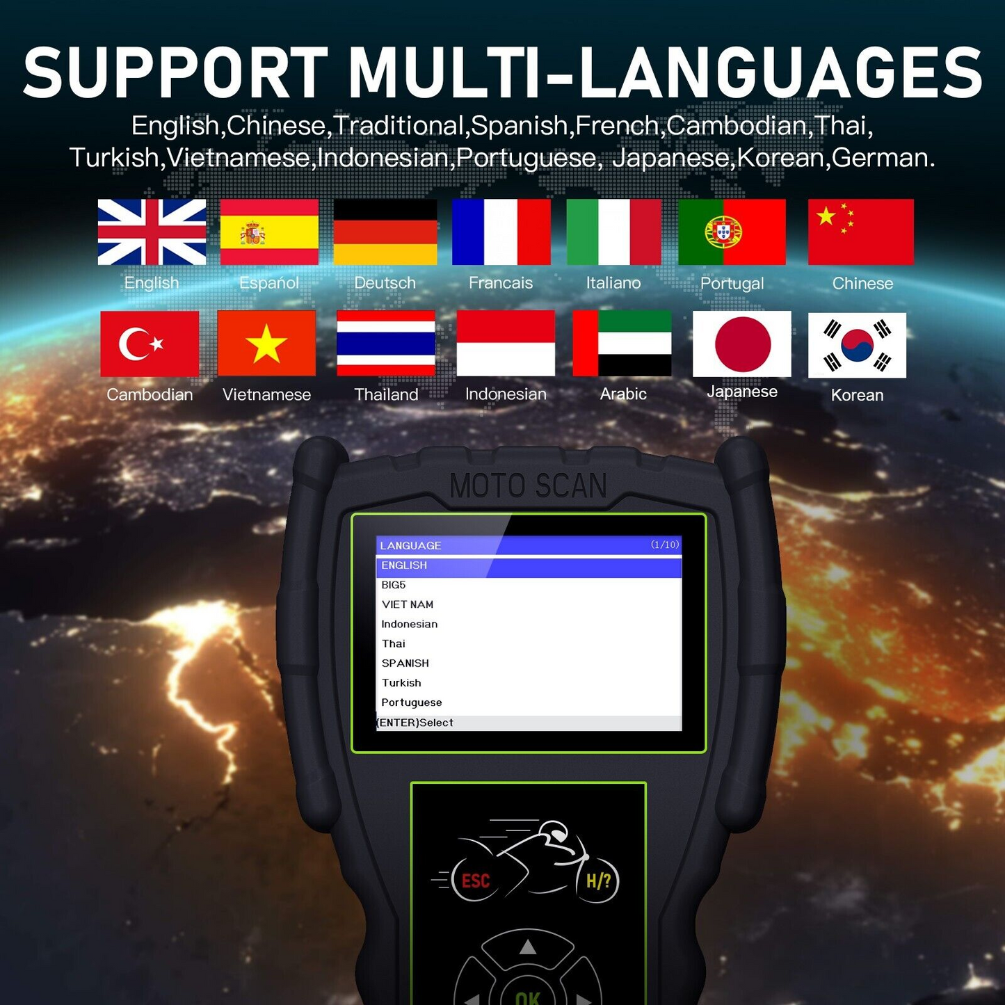 JDiag M100Pro OBD2 Motorcycle Scanner Diagnostic Code Reader For Honda Kawasaki Honda