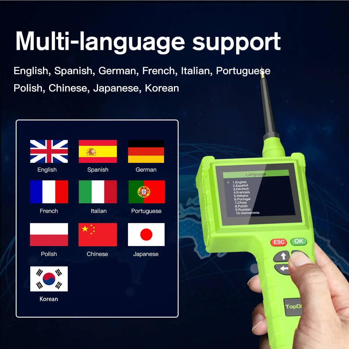 Topdiag P200 Pro Power Circuit Probe Tester Multimeter Oscilloscope Leakage Car Circuit Analyzer 9V-48V Injector Tester