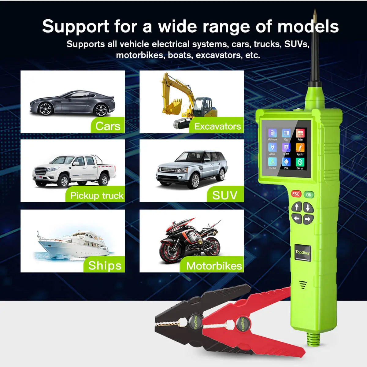 Circuit-Tester-P200Pro-Support-for-a-wide-range-of-model