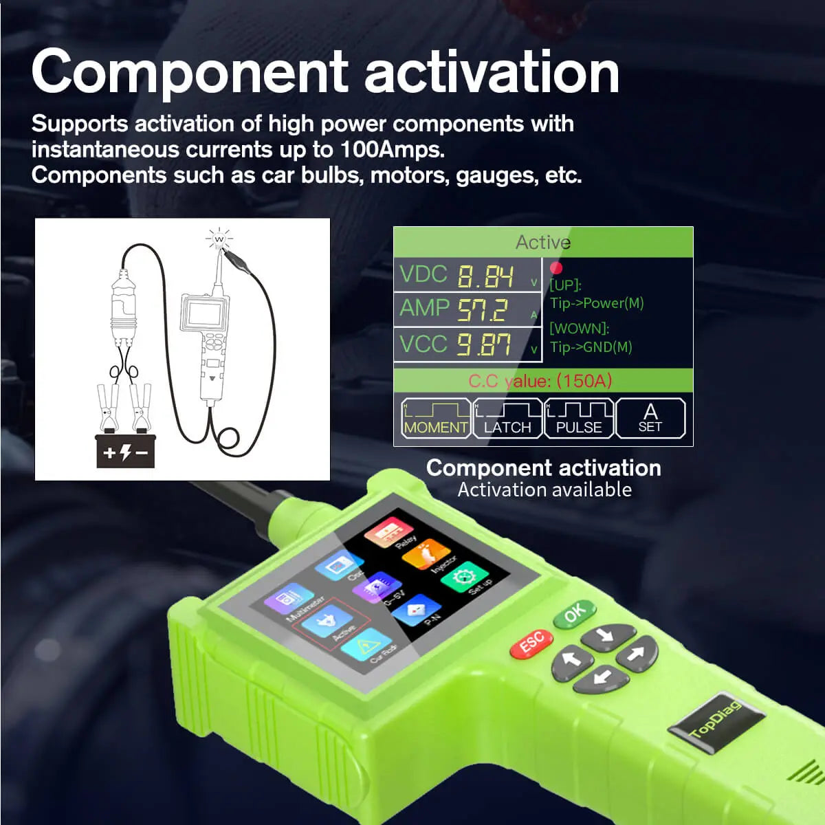 Topdiag P200 Pro Power Circuit Probe Tester Multimeter Oscilloscope Leakage Car Circuit Analyzer 9V-48V Injector Tester
