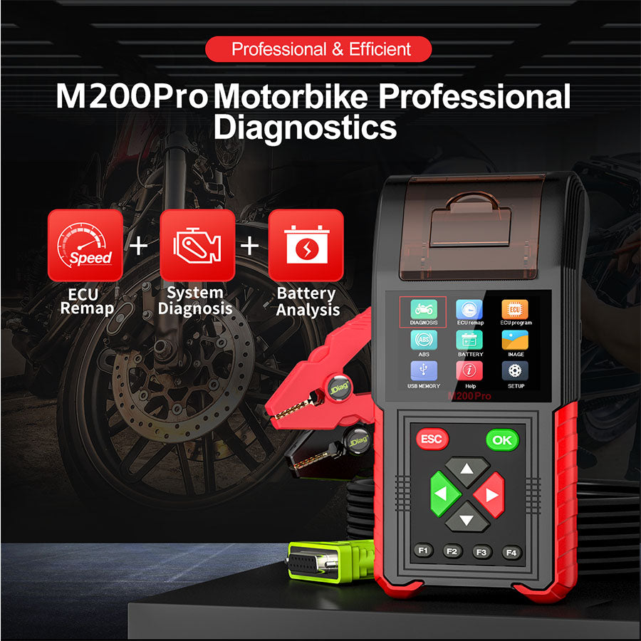 JDiag M200 Pro Diagnostic Scanner with Honda ECU Remap Universal Motorcycle Scanner Battery Tester ABS System Test Fault Codes