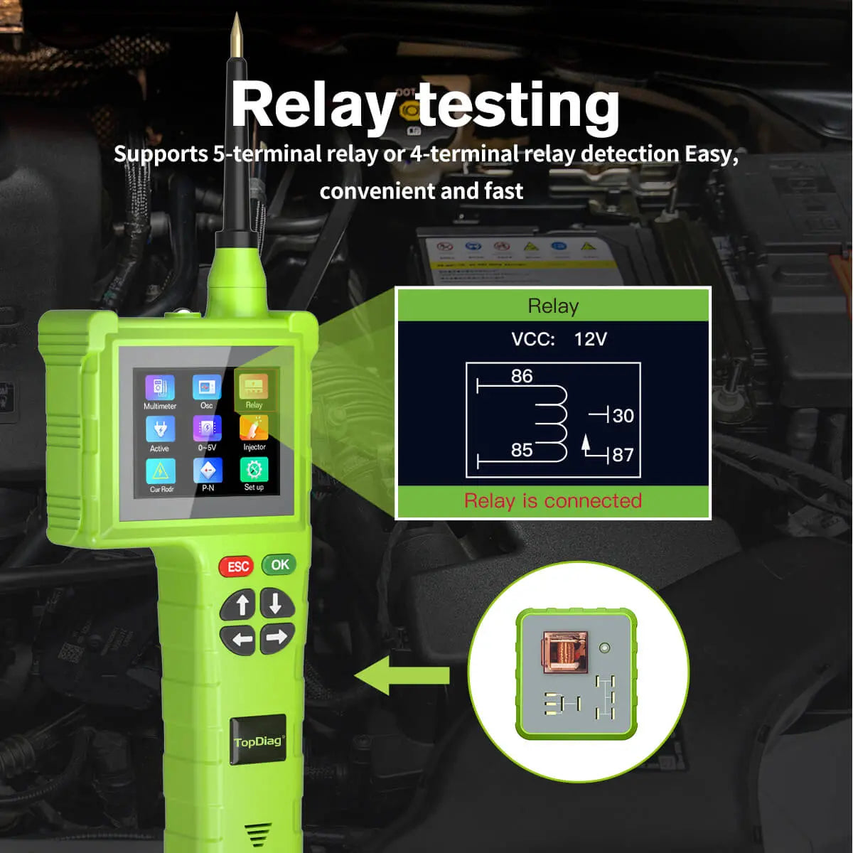 Topdiag P200 Pro Power Circuit Probe Tester Multimeter Oscilloscope Leakage Car Circuit Analyzer 9V-48V Injector Tester