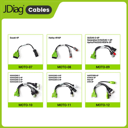 JDiag OBD2 Test Cables, With JDiag M100Pro/M200/M300 Motorcycle Scanner, For BMW-10P, Harley-4P/6P, YAMAHA-3P/4P, HONDA-4P