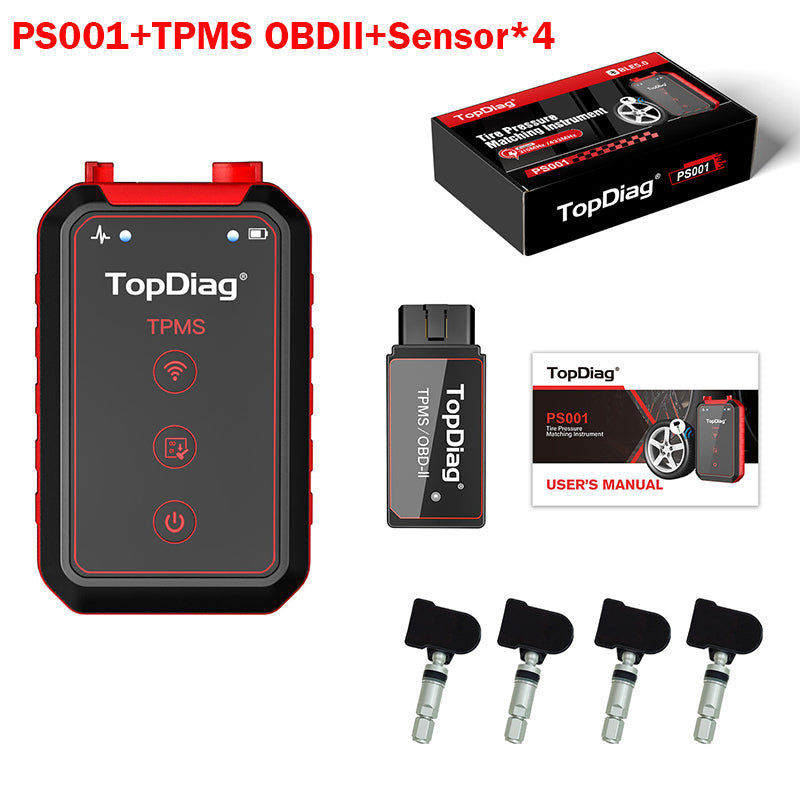 TopDiag PS001 Car TPMS Diagnostic Service Tool Activate Relearn Sensors Program TPMS OBDII Kit Tire Pressure Matching Instrument