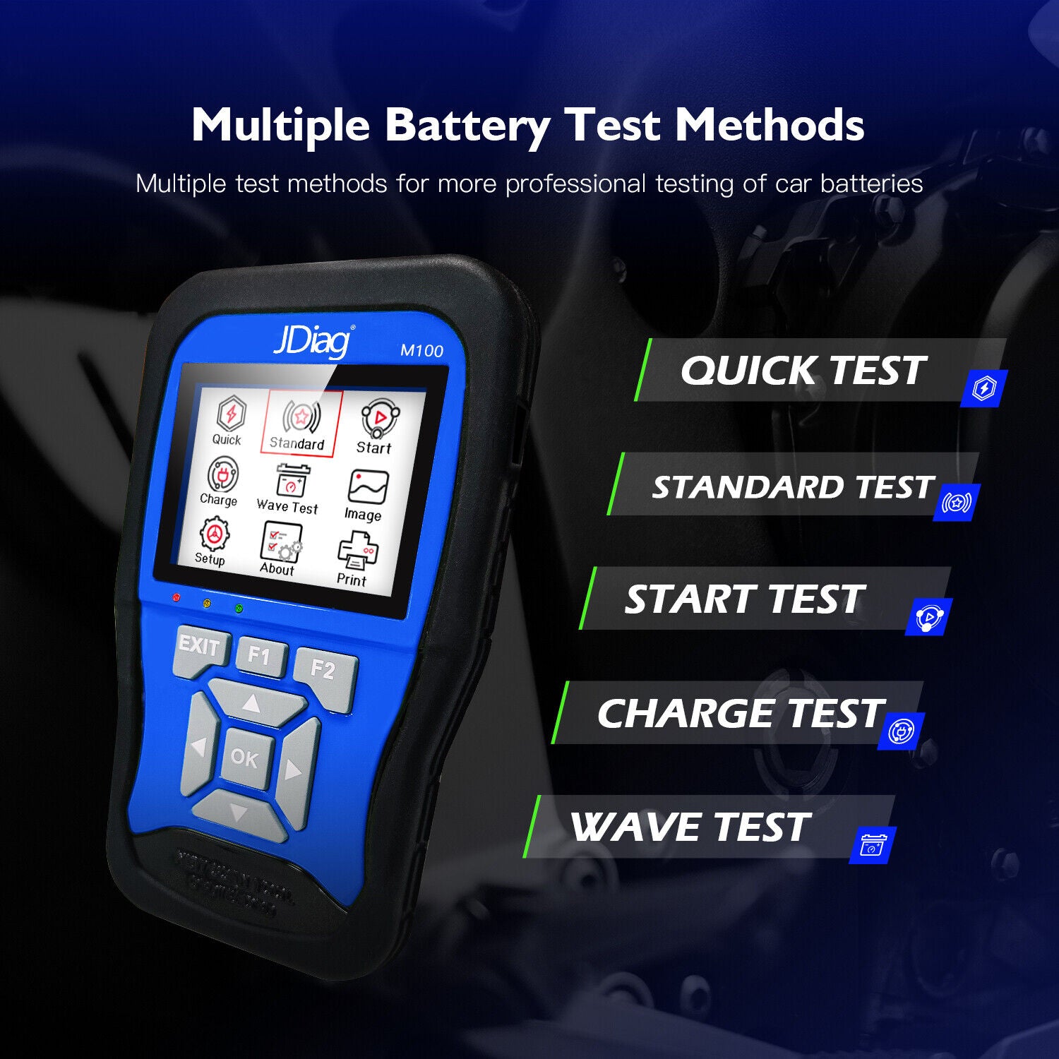 obd 2 scanner tool supports quick tests, basic tests, startup tests, etc.
