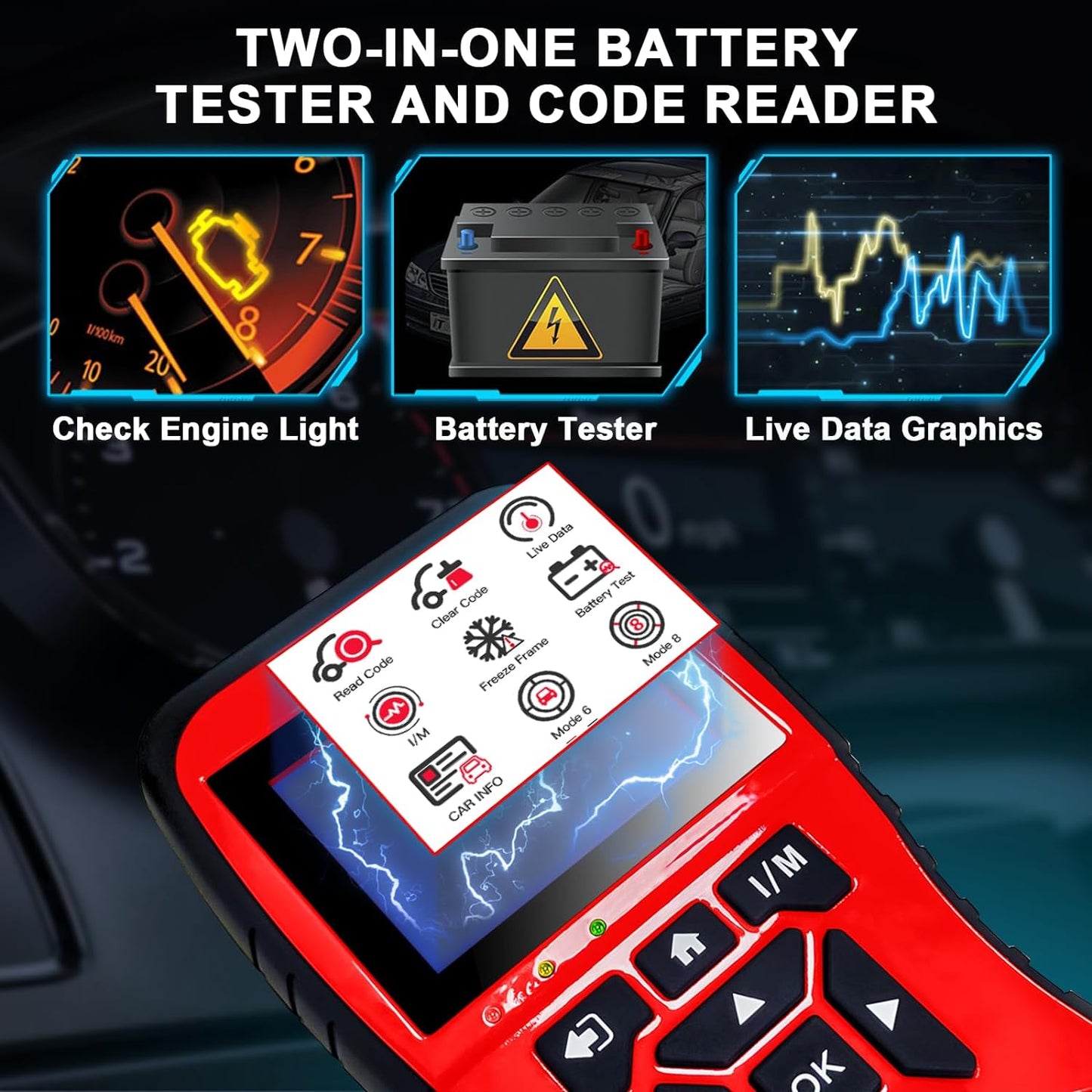 Topdiag JD906 OBD2 Scanner Check Engine Light Code Reader Live Data I/M Readiness Newest Battery Tester Car Diagnostic Scan Tool