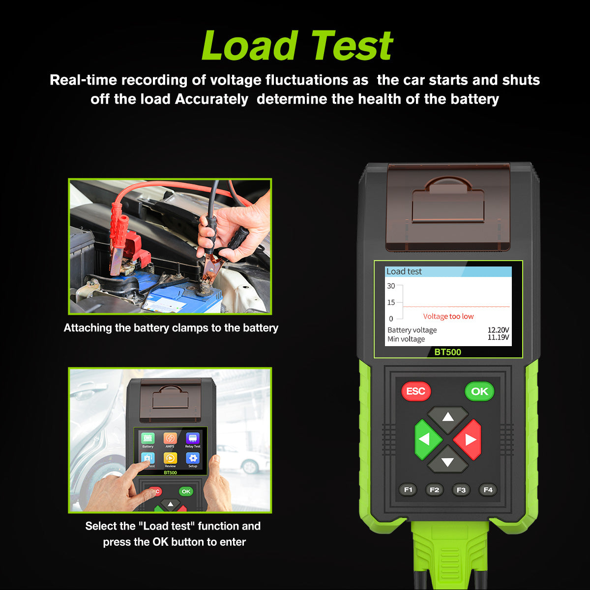 Topdiag BT500 Car Battery Tester 20-2000CCA 12V 24V Leakage Detect Load Relay Test Auto Battery Analyzer Automotive Battery Tool