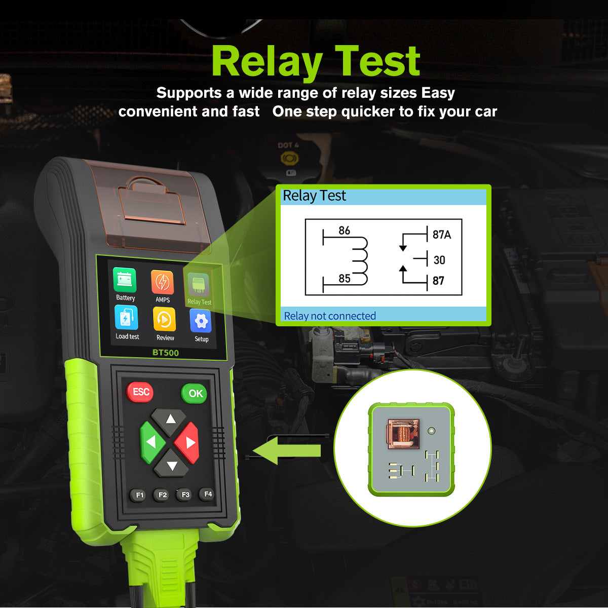 Topdiag BT500 Car Battery Tester 20-2000CCA 12V 24V Leakage Detect Load Relay Test Auto Battery Analyzer Automotive Battery Tool