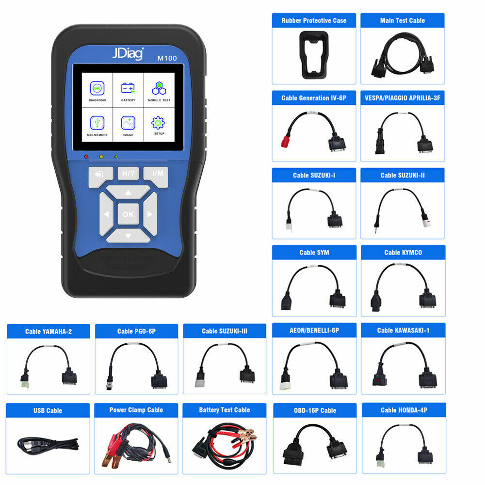 JDiag M100 Motorcycle Diagnostic Tool, battery tester for motorcycle, Handheld Motorcycle Auto Scanner
