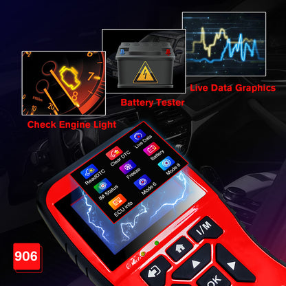 Topdiag JD906 OBD2 Scanner Check Engine Light Code Reader Live Data I/M Readiness Newest Battery Tester Car Diagnostic Scan Tool