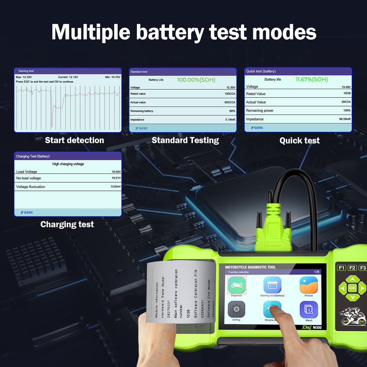 Mutiple battery test modes of diagntisc tool