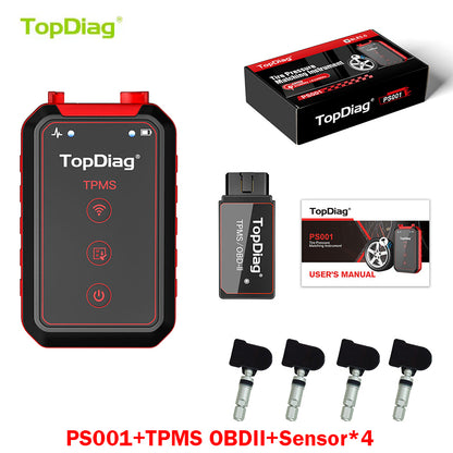 TopDiag PS001 Car TPMS Diagnostic Service Tool Activate Relearn Sensors Program TPMS OBDII Kit Tire Pressure Matching Instrument